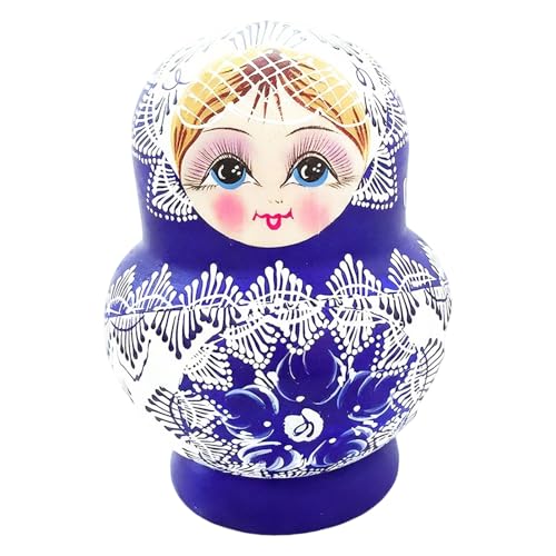 Nesting Dolls – 10-teilige Puppen Im Blau-weißen Porzellanstil, Niedliches Stapelbares Spielzeugset, Handgefertigter Dekorativer Wohnakzent, Klassische Ausstellungskollektion | Dekoratives Spielzeugge