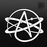 2x Atheist Symbol Religion Car Auto Vinyl Decal by Imperial Graphix (White 6