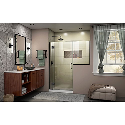 Dreamline Unidoor-X 57-57 1/2 In. W X 72 In. H Frameless Hinged Shower Door In Satin Black, D1272434-09 #TOP5