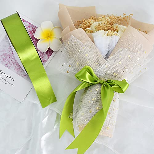 TONIFUL 4cm X 22M Wide Sage Green Satin Ribbon Solid Fabric Ribbons for Wedding Car Decoration Chair Sash Crafts Gift Wrapping Cutting Ceremony Table Bows Floral Sewing Party Decoration - Image 4