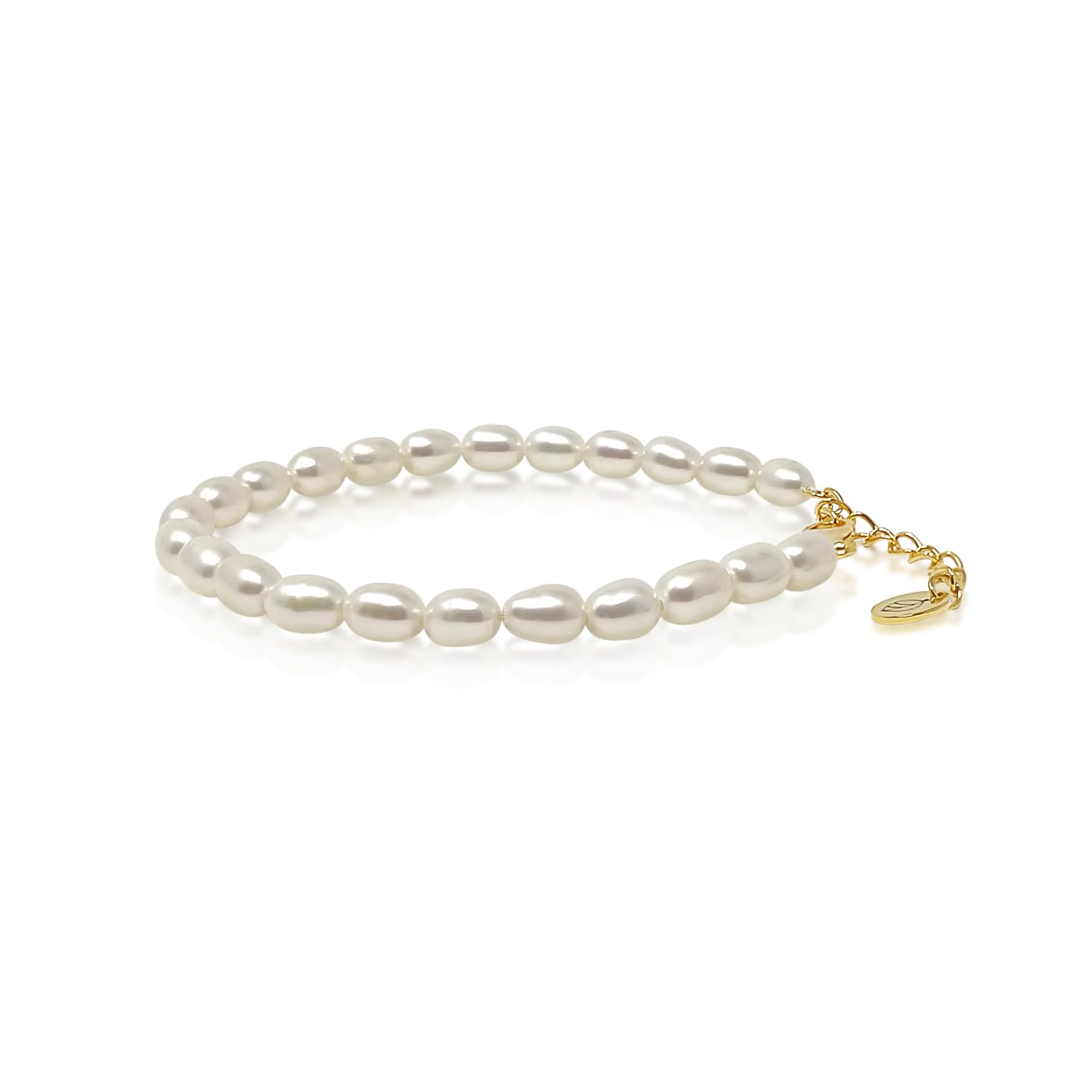Mary & Jules Perlenarmband Damen Gold mit echten Süßwasserperlen und 925 Sterling Silber - aus recyceltem Silber, vergoldet, Perlenarmband Gold Damen für Frauen & Mädchen