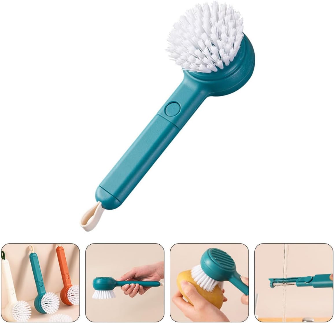 Long Handle Vegetable Peeler Brush with Cleaning Bristles for Fruits and Vegetables Blue Multipurpose Kitchen Scrub Brush for Food Preparation