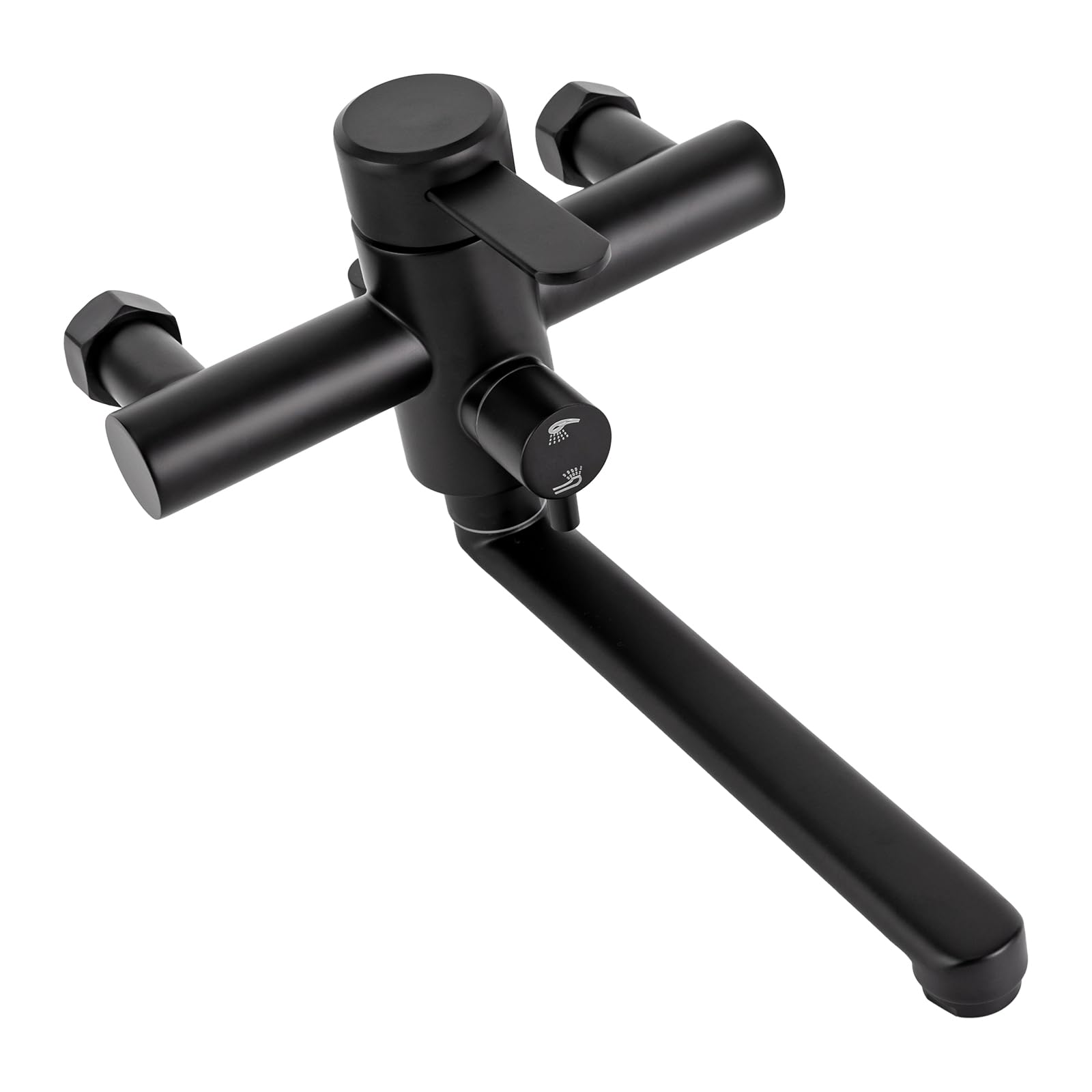Grifo de cocina negro de acero inoxidable montado en la pared, multifunción giratorio 360°, grifo de pared para cocina con pistola pulverizadora, monomando mezclador monomando para fregadero con 3