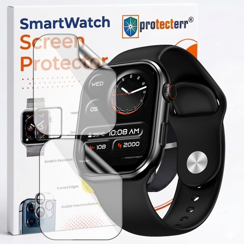 Image of 2-Pack Screen Protector for Fire Boltt Ninja X Ring 1.96 inch Smartwatch - Flexible TPU Screen Guard, HD Clear, Anti Scratch, Bubble Free, Full Coverage Film - Not Tempered Glass