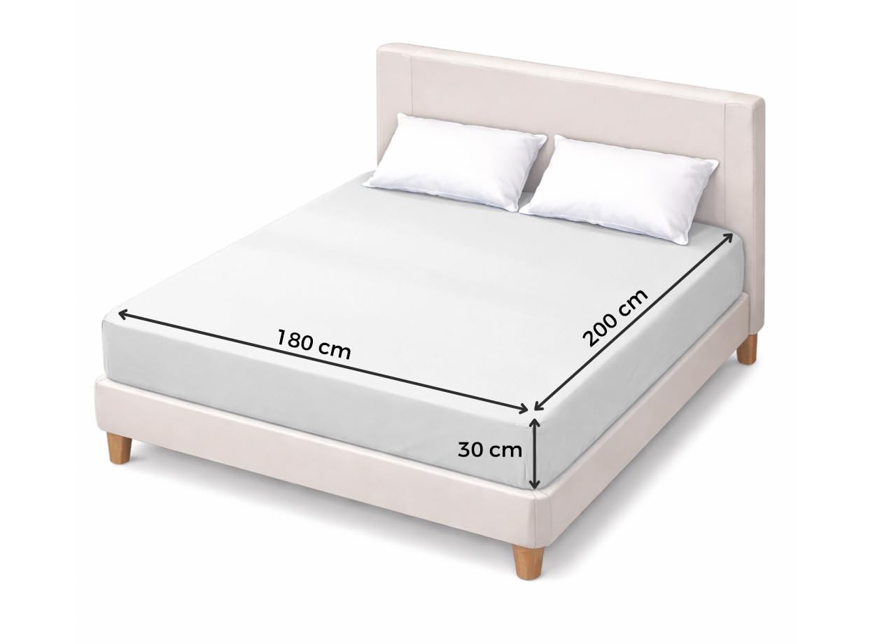 BIANCHERIAWEB Traversa Coprimaterasso Per Letto In Spugna 100% Cotone Jacquard Made In Italy Angoli Elasticizzati Matrimoniale Bianco 450gr/mq