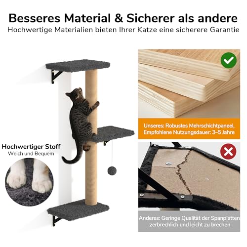 Katzen Kletterwand Set Fukumaru 10-teilig aus Multiplexplatte