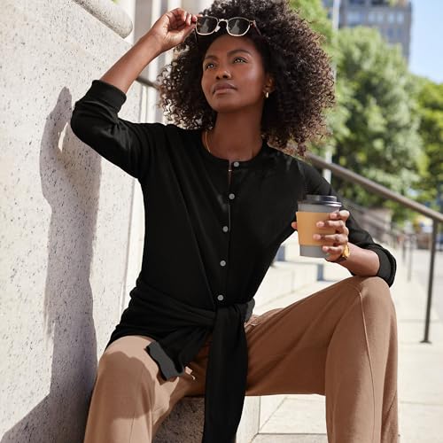 Lands' End Women's Fine Gauge Cotton Cardigan Sweater4