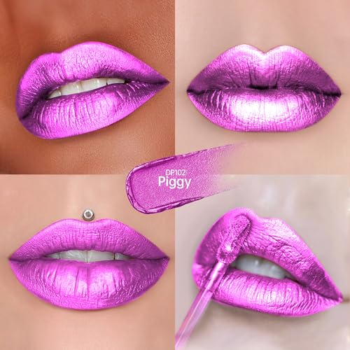 Image of Depuplum Purple Lipsticks for Women Metallic Glitter Lipstick Long Lasting