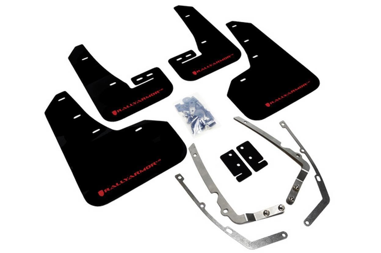Rally Armor Black UR Mud Flap with Red Logo fits 2015-2021 VW MKVII Golf GTI Alltrack Sportswagen & TSI product thumbnail 2