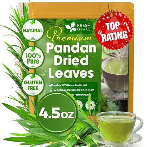 FreshDrinkUS, Premium 4.5oz Natural Pandan Leaves Dried, 100% Pure Dried Pandan Leaves, Pandan Leaf Tea, No Additives, No Caffeine, Vegan
