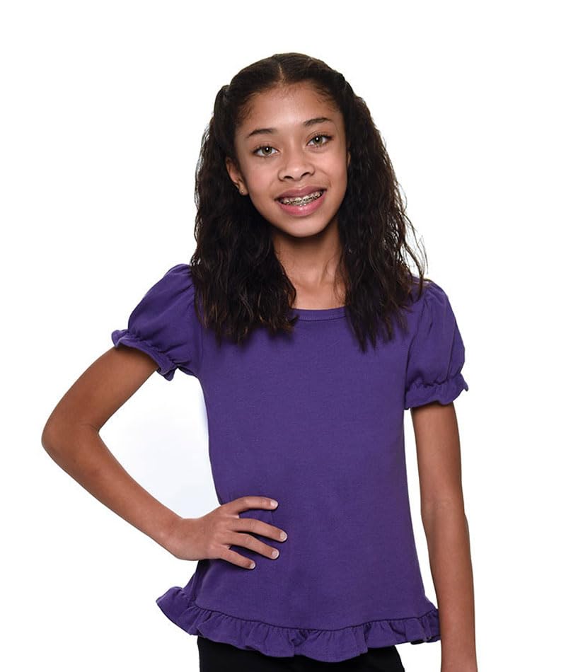 Image of Monag Kids Toddler Girls Short Sleeve Ruffle Tshirt, Blank Girls Ruffle Top, Solid Ruffle Shirts