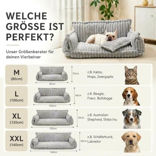 noviclass® Katzensofa Chaffar | Katzenbett Hundebett Hundesofa | Orthopädische Matratze | Moderner Stil | Cord-Design Größen (Kohle, M (80cm))