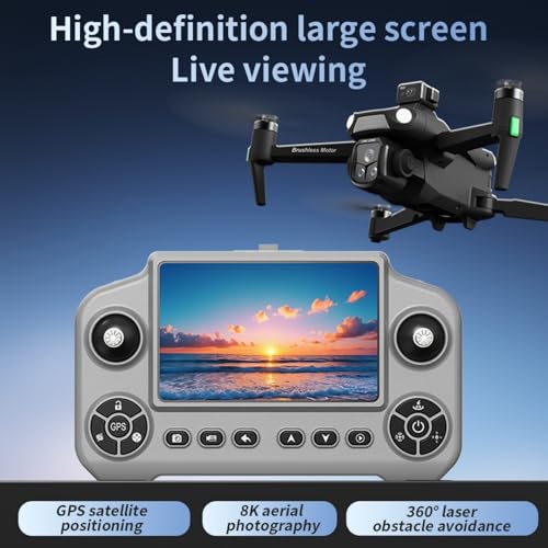 Drone with 8K Camera Drones for Adults,4.5-inch LCD High-definition Large Display Screen Remote Control Quadcopter,3 Batteries, 5G HD Brushless GPS Drone Auto Return, Obstacle Avoidance (Black and Orange) (Black) - Image 3