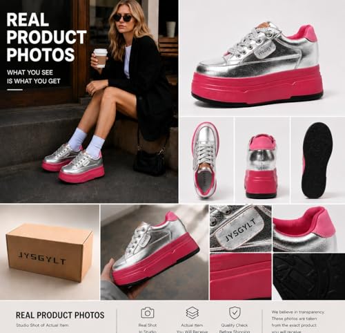 Image of Platform Sneakers for Women Chunky Casual Lace Up Comfort Shoes