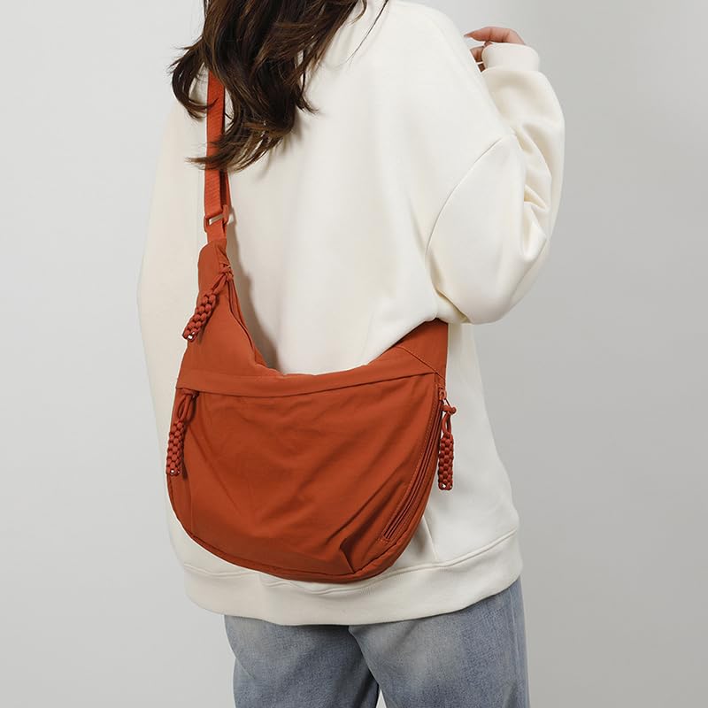Image of Lushandy Nylon Crescent Crossbody Bags for Women, Medium Slouchy Hobo Crossbody Bag Checkered Purse Luna Bag for Travel