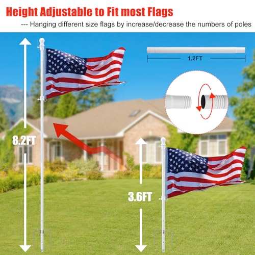 Cogardenshower Heavy Duty Ground Flag Pole Kit - 8.2Ft Tangle Free Inground Flagpole With Anti-Tip Stake Prong thumb #4