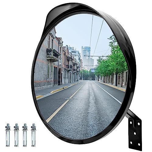 Specchio Convesso di Sicurezza, Specchio Stradale da 30 cm, Specchio Convesso per il Traffico Specchio Parabolico Stradale Specchio Grandangolare Regolabile per Strada e Garage per Interni ed Esterni