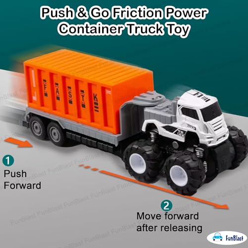Image of FunBlast Container Truck Toy for Kids - Push & Go Friction Power Container Truck Toy for Kids, 1:43 Scale Model 4X4 Drive Die-Cast Metal Truck Toys for 3+ Year Old Boys & Girls (Style-B)