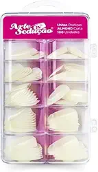 Unhas Postiças Almond Amendoada Curta, 100 Und, Arte Sedução