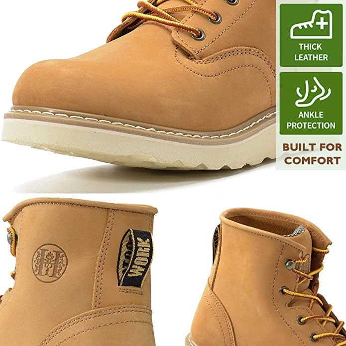 Image of CONRAD Wheat Nubuck Work Boot Collection: Sturdy, Soft Toe, Slip-Resistant Safety Shoes for Men