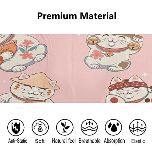 Bóxer para hombre Vnurnrn con estampado de gato de la suerte, pack de 2 calzoncillos de algodón 5