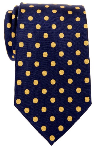Retreez - Corbata de microfibra para hombre, diseño de lunares (varios colores) amarillo Navy Blue with Yellow Dots Talla única