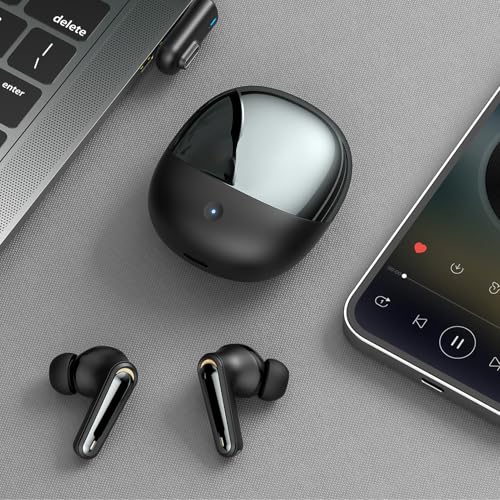 EIMSOAH Auriculares Inalámbricos para Juegos de Baja Latencia Conectividad de Dispositivo Dual Calidad de Sonido 3D para Jugadores de Consola de PC Material ABS (Negro) - imagen 4