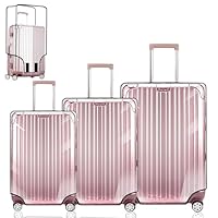 Exquilnova 3 Stück Kofferschutzhülle Transparent, 20 + 24 + 28 Zoll Koffer Schutzhülle, PVC Kofferhülle, Kofferüberzug Schutzhülle, Wasserdichter, Staubdichter Durchsichtige Tasche