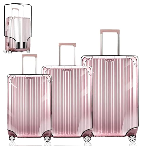 Exquilnova 3 Stück Kofferschutzhülle Transparent, 20 + 24 + 28 Zoll Koffer Schutzhülle, PVC Kofferhülle, Kofferüberzug Schutzhülle, Wasserdichter, Staubdichter Durchsichtige Tasche
