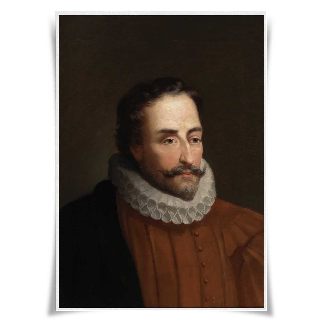 Nice Captain Great Writer Portrait Poster Literary Giants A3 Prints Wall Art Home Decor (Miguel de Cervantes)