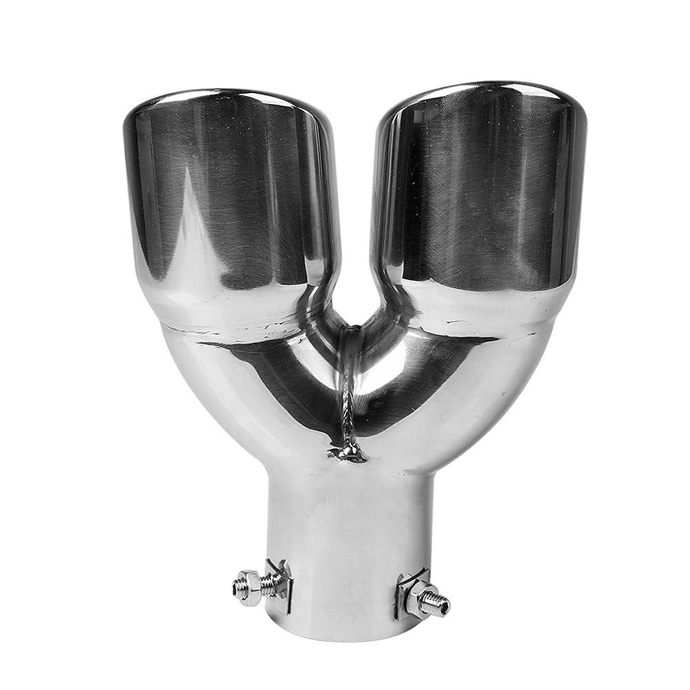 Embout Échappement Double Sortie Acier Inoxydable Tuyau Échappement Double Embout Inox Sortie Echappement Voiture Silencieux
