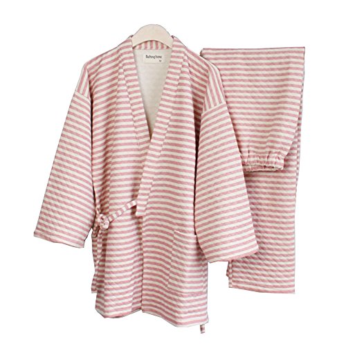 Fancy Pumpkin Frauen Warme Winter Kimono Pyjamas Anzug dickeren japanischen Stil Roben [Größe L Pink]