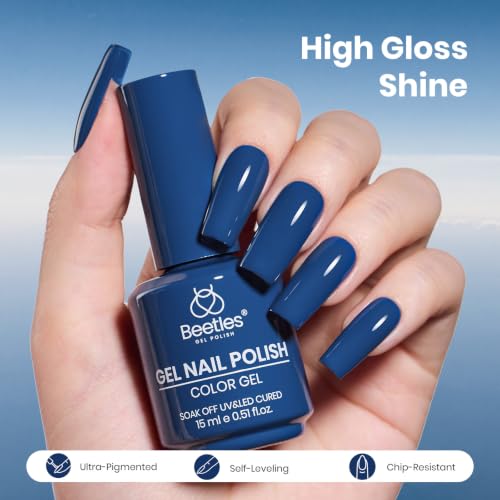 Image of Beetles Navy Blue Gel Nail Polish, 15ML Celestial Blue Gel Polish