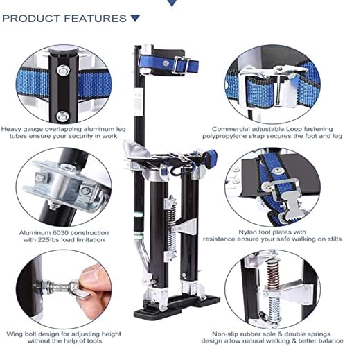Adjustable 18"-30" Aluminum Drywall Stilts - Lightweight Lifts for Painters, Cleaners, and Contractors - Perfect Tool for Sheetrock Installation and Renovation