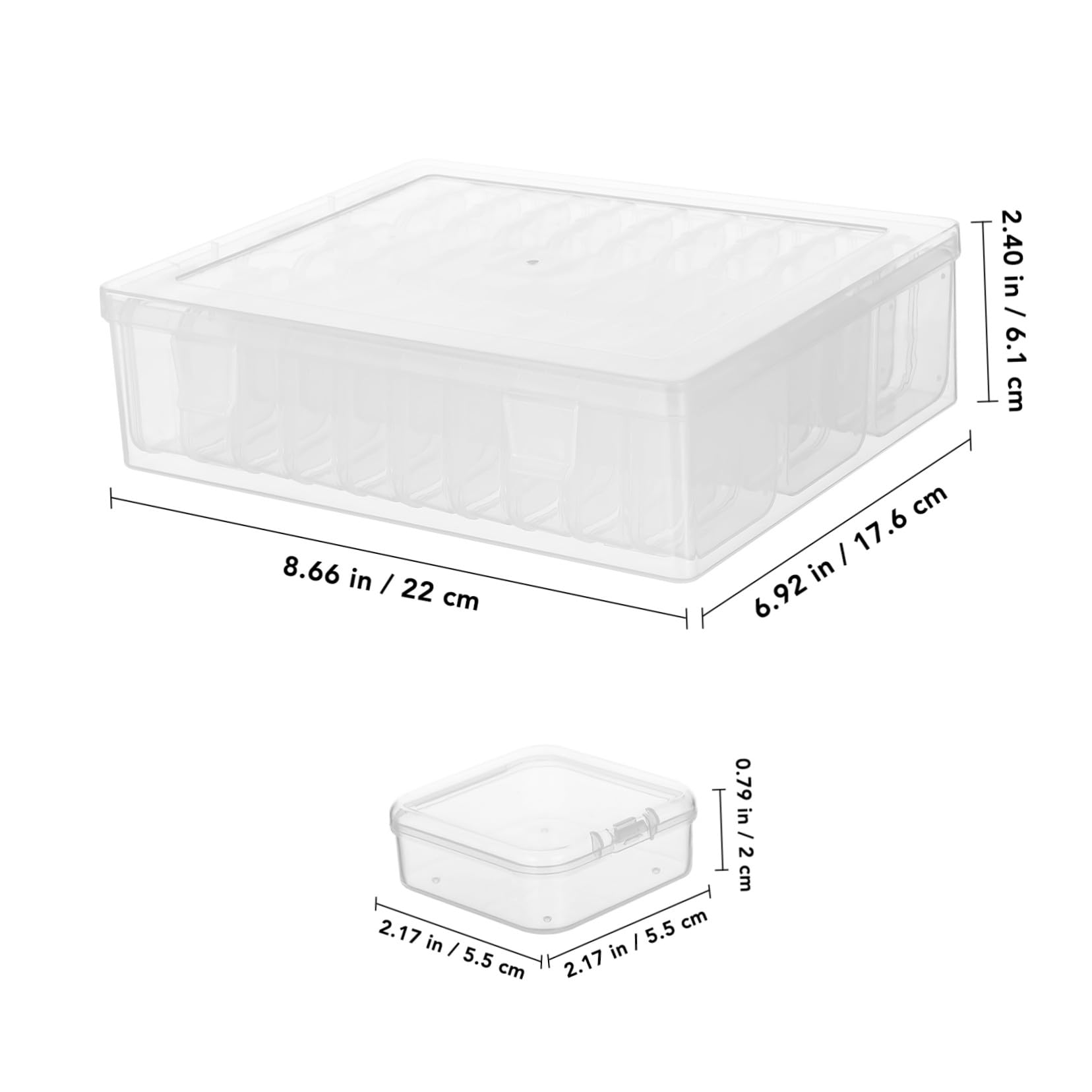 2 Ensembles Boîte de Rangement Transparente Petit Organisateur Plastique pour Bureau Bijoux Perles et Fournitures Artisanales Conteneurs Compacts pour