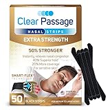 Clear Passage Extra Strength Nasal Strips 50 Ct, Nasal Dilators for Men & Women, Anti Snoring, Instant Congestion Relief for Cold & Allergy, Improves Sleep, Better Performance, for Day & Night, Black