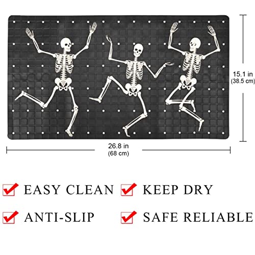 Tapis de bain antidérapant rectangulaire motif squelette 70cm