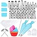 Gyvazla 75Pcs Beccucci per Pasticceria, con Sacchetti di Silicone, Borsa in Plastica, Accoppiatore, Chiodi per Fiori, Pennello, Cupcake, Raschietti