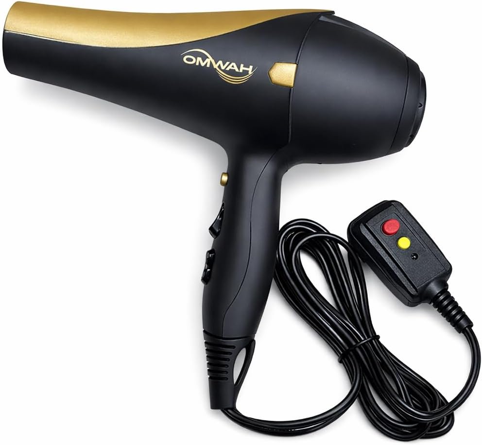 - OMWAH Professional Blow Dryer - Powerful 1600W-1875W Salon-Quality Hair Dryer with Customizable Settings, Cool Shot Button, and Versatile Attachments for Stunning, Frizz-Free Hair Styling