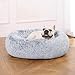 Amazon Basics Weich Haustierbett für Hund, Donut-Kissen, Kunstfell, Maschinenwaschbar, 76 cm, Grau
