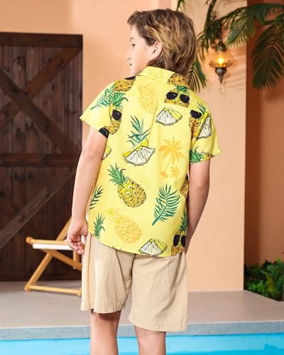 Blueleaf Boys Hawaiian Shirt Short Sleeve Casual Button Down Beach Aloha Shirt Kids Summer Hawaii Shirts 5-14 Years4