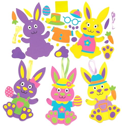 DvBCNMe Ostern Basteln Set, Bastelset Ostern mit Filz Ostern Hasen, Kreatives Osterbasteln für Familienaktivitäten, Frühlingsdekoration mit EVA-Schaumstoff Zubehör