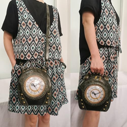 Image of Women PVC Clock Shaped Handbag Crossbody Shoulder Bag Clock Purse