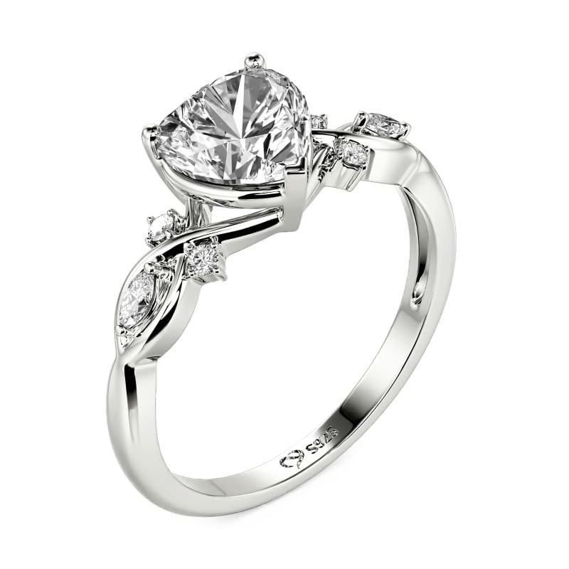 Jeulia Classic Heart Twist Custom Engagement Ring for Women Personalized Birthstone Rings Sterling Silver Promise Ring Customized CZ Stones Mother's Day Jewelry Gift for Mom Wife2
