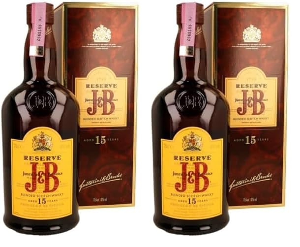 J&B Reserve Aged 15 Years, whisky escocés blended, 700 ml (Paquete de 2)