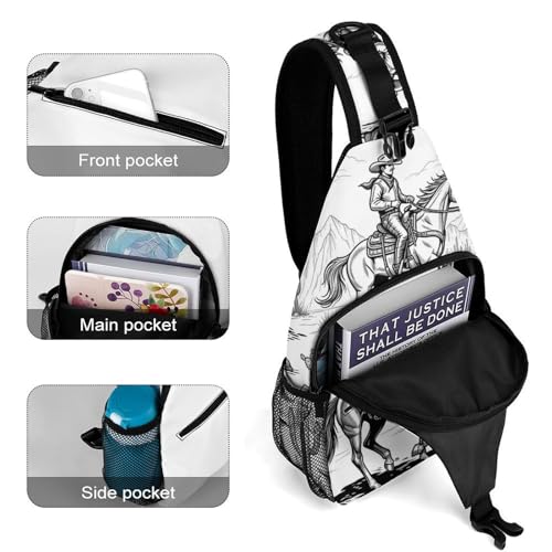 Fashion Dress Decor Sling Backpack Shoulder Bag, Day Pack, Chest Shoulder Bag For Travel Shopping Western Horse4