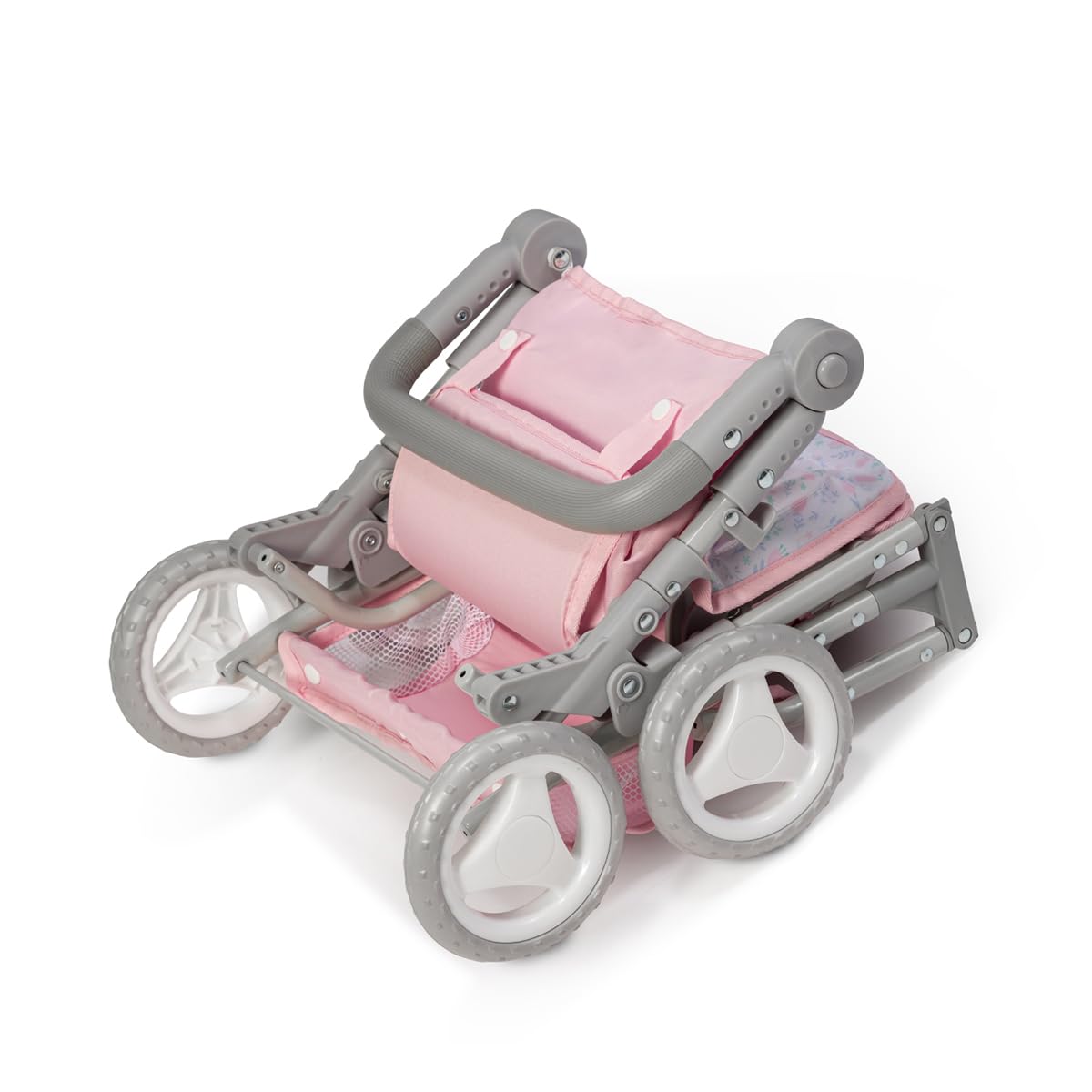 JC Toys - Passeggino pieghevole, per bambole fino a 45 cm, ideale per giocare e passeggiate, rosa con decorazione floreale, progettato da Berenguer, +3 anni