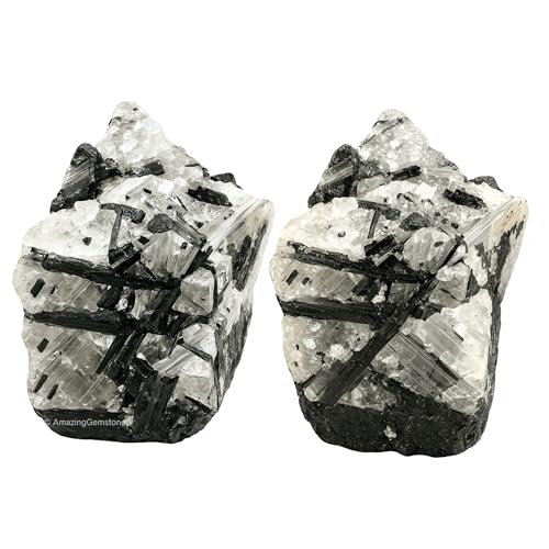 Image of Amazing Gemstone Black Rutilated Quartz Raw Crystals and Healing Stones, Natural Rocks for Tumbling - DIY Raw Stones and Crystals, 2 Pieces