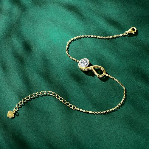 1ct Moissanite Infinity Bracelet, D Color VVS1 925 Sterling Silver Link Bracelet, Adjustable Chain for Women Wife Mom Birthday Jewelry Gifts4