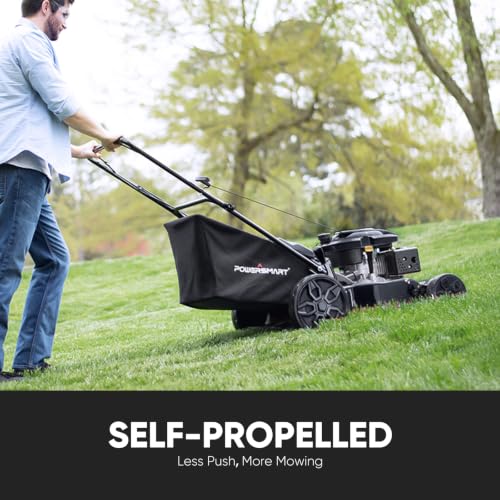 Image of PowerSmart 22-Inch Self Propelled Gas Lawn Mower, 170cc 4-Cycle OHV Engine, 3-in-1 Mulch /Bag /Rear Discharge, 6 Cutting Heights